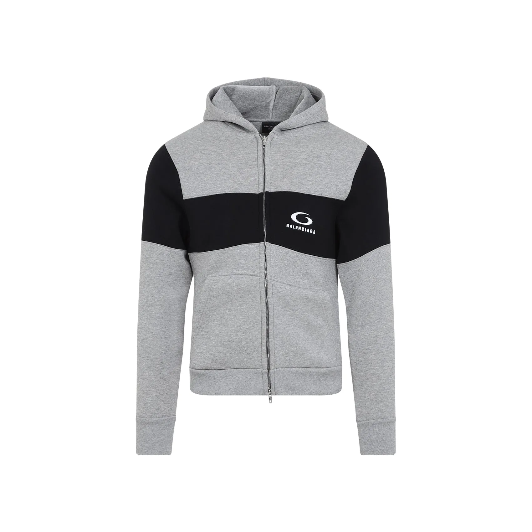 Grey And Black Sweatsuit Cotton Hoodie