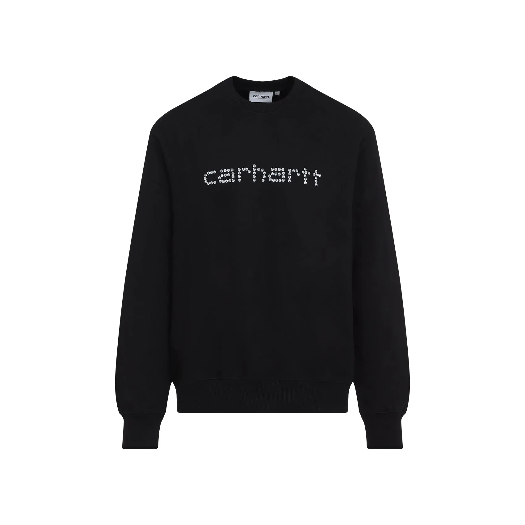 Black Cotton Rivet Script Sweater