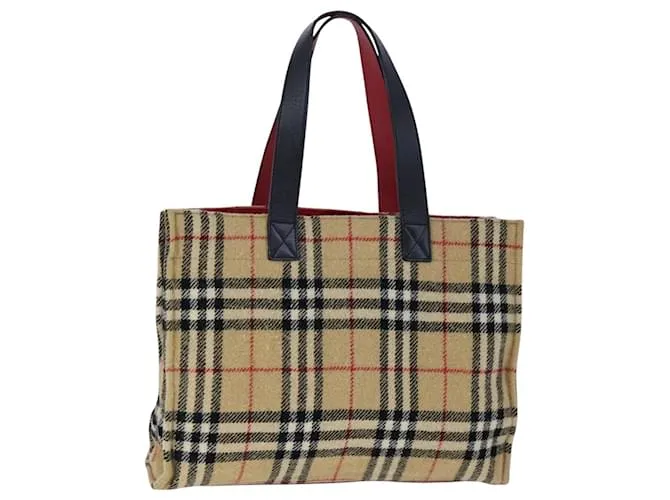 Autre Marque Borsa a mano Burberrys Nova Check in cotone beige Auth 101866