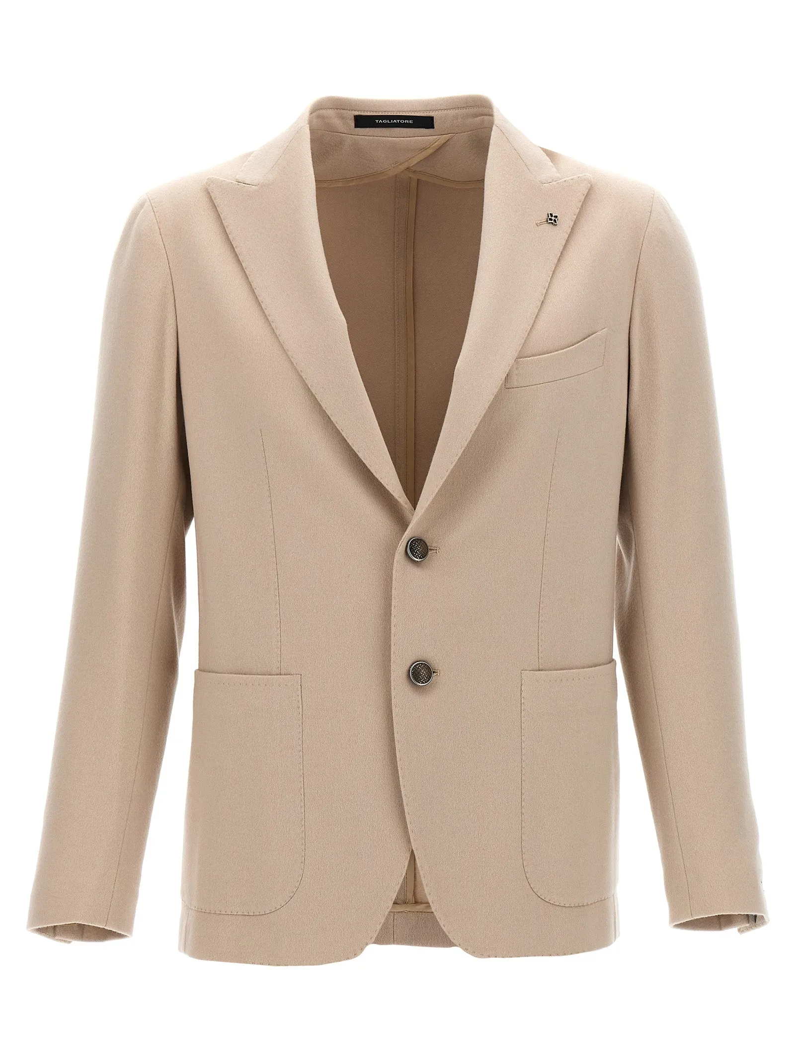 Single-Breasted Cashmere Blazer Beige