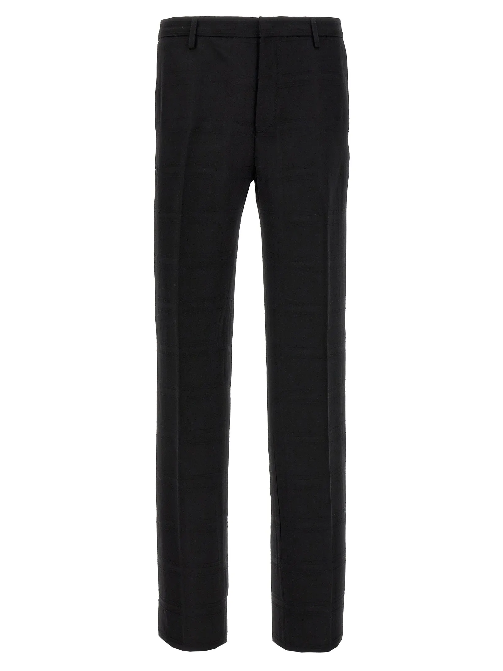 Check Wool Trousers Pantaloni Nero