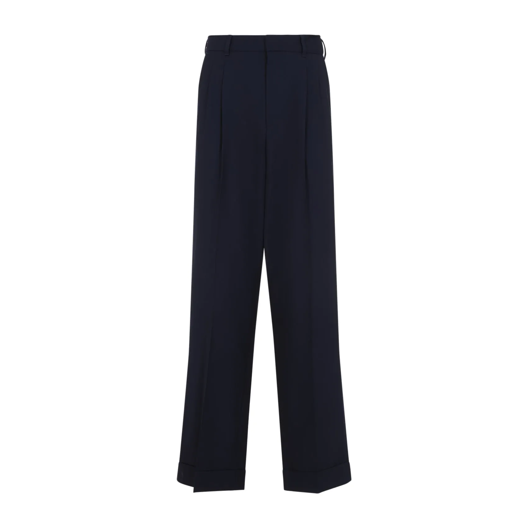 Blue Front Pleat Virgin Wool Pants