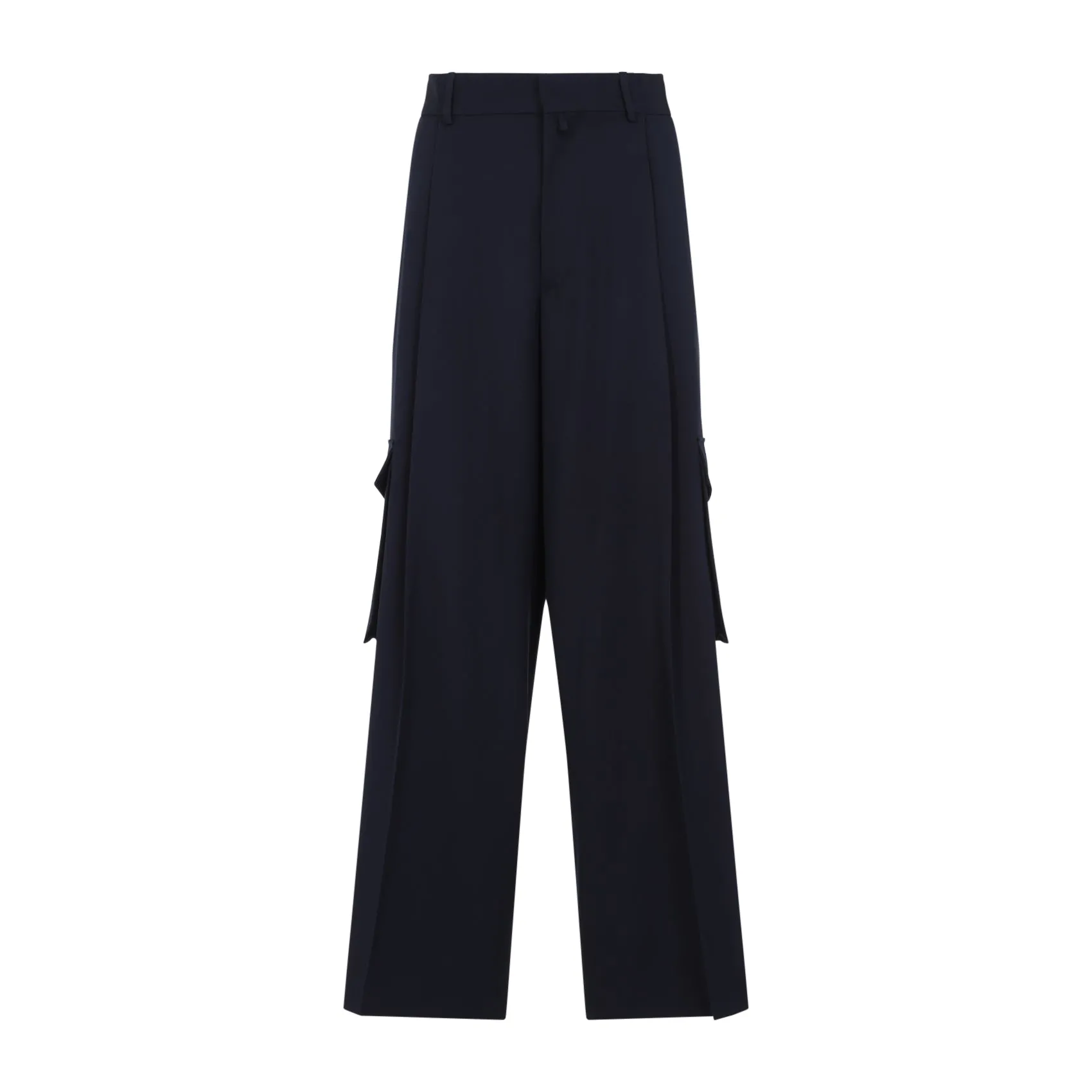 Navy-Blue Wool Tris Pants