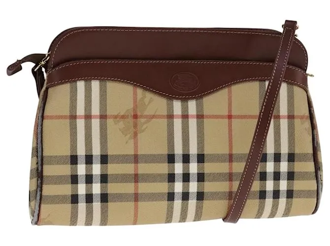Autre Marque Borsa a spalla Burberrys Nova Check PVC Beige Marrone oro Auth 111302 D'oro