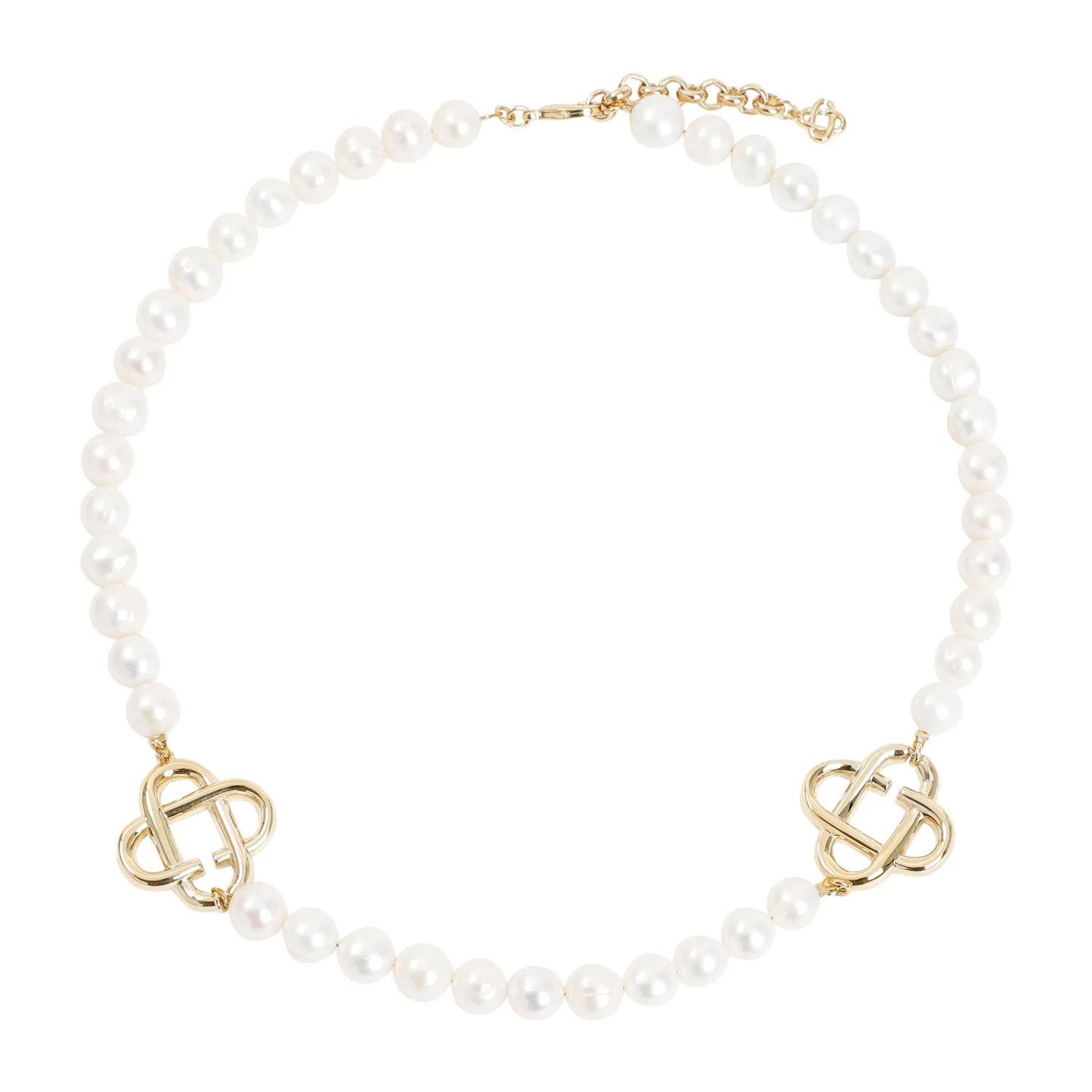 White Pearl Logo Necklace