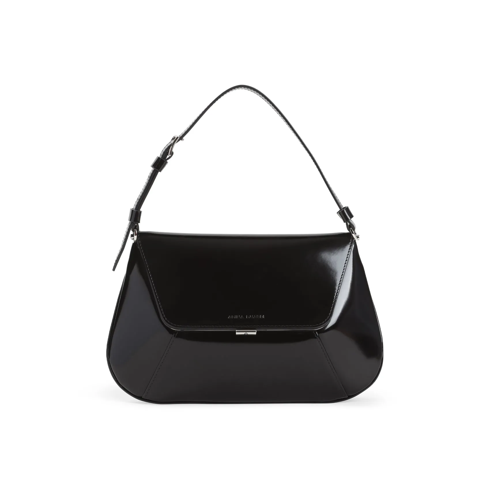Black And Silver Ami Brushed Leather Shoulder Bag