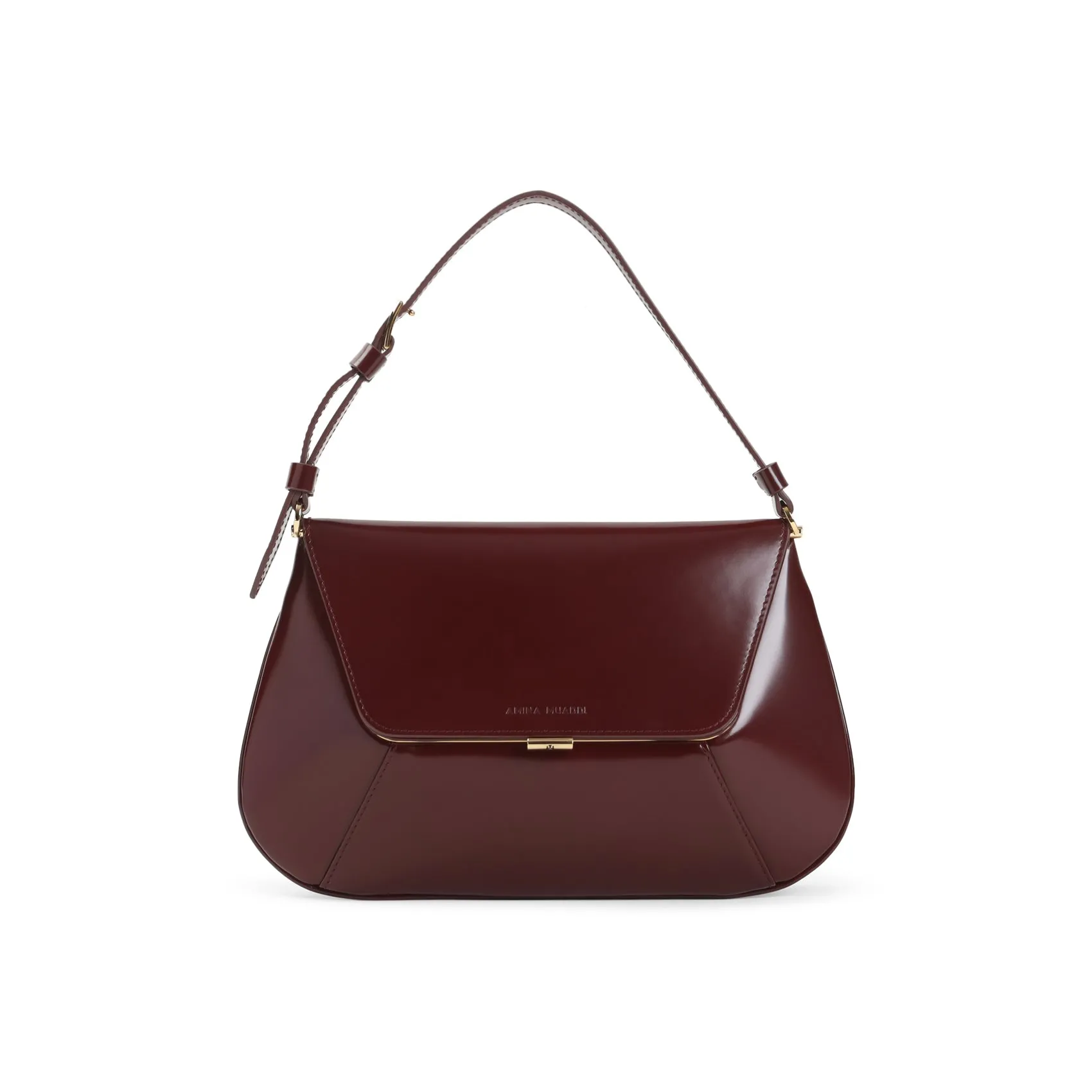 Bordeaux And Gold Ami Brushed Leather Shoulder Bag