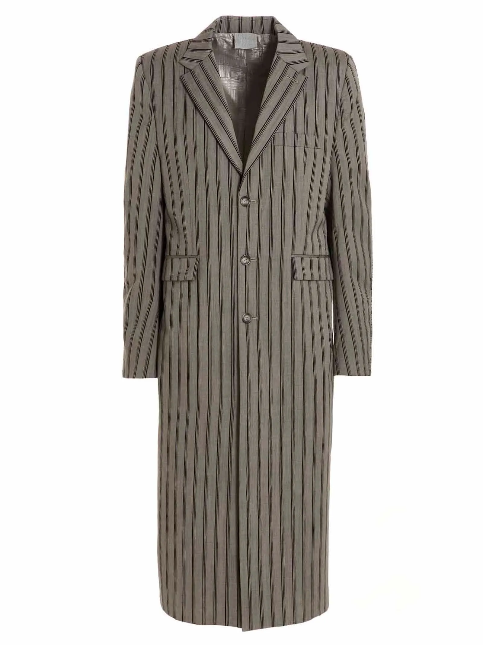 Striped Long Coat Trench E Impermeabili Grigio
