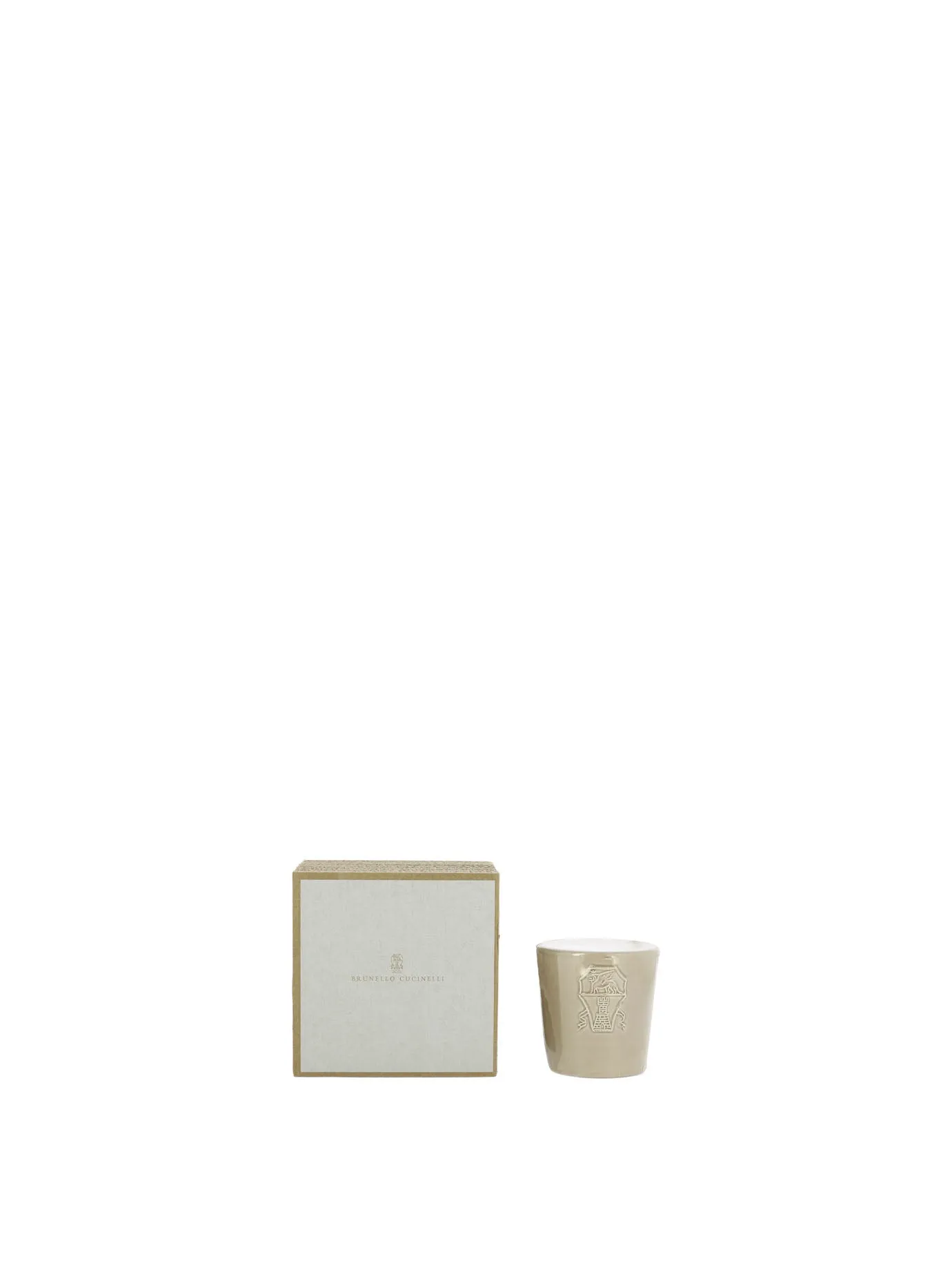 Scented Candle In Ceramic Vessel With Raised Logo Candles & Fragrances Beige