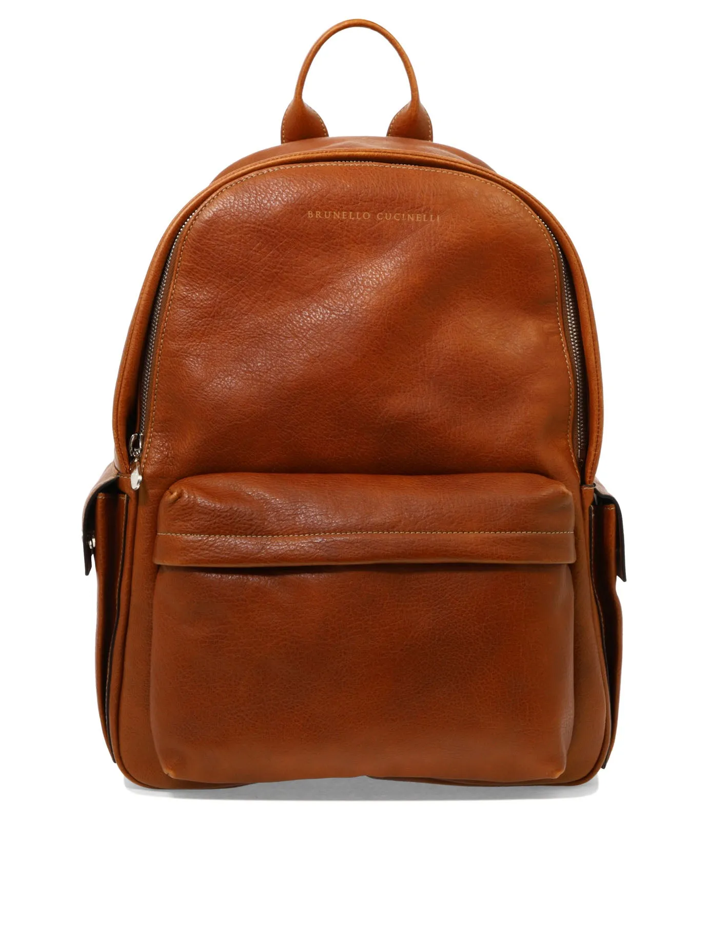 Grained Calfskin Backpack Zaini Marrone
