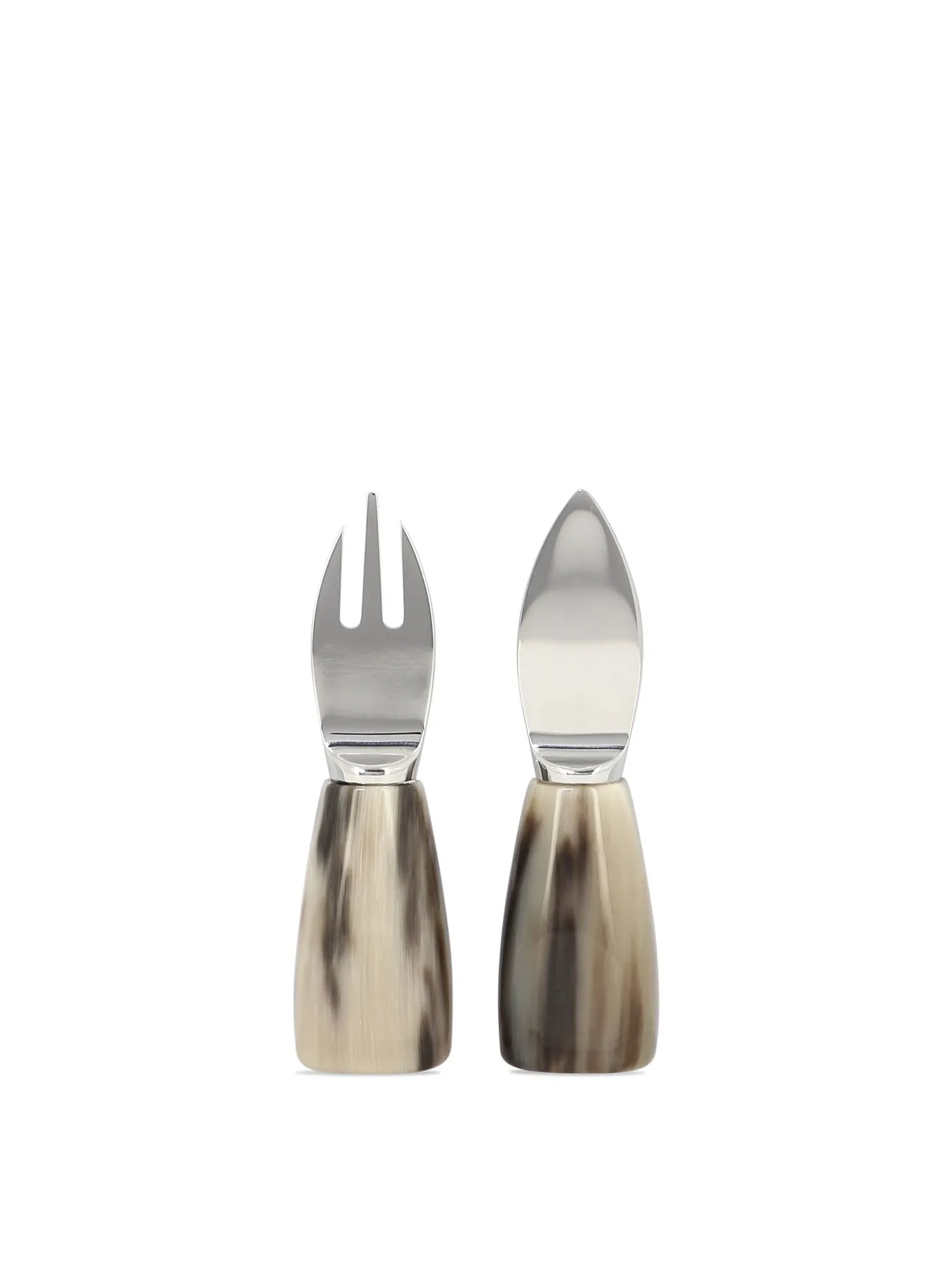 2-Piece Steel And Buffalo Horn Cheese Cutlery Set Kitchen & Outdoor Items Beige