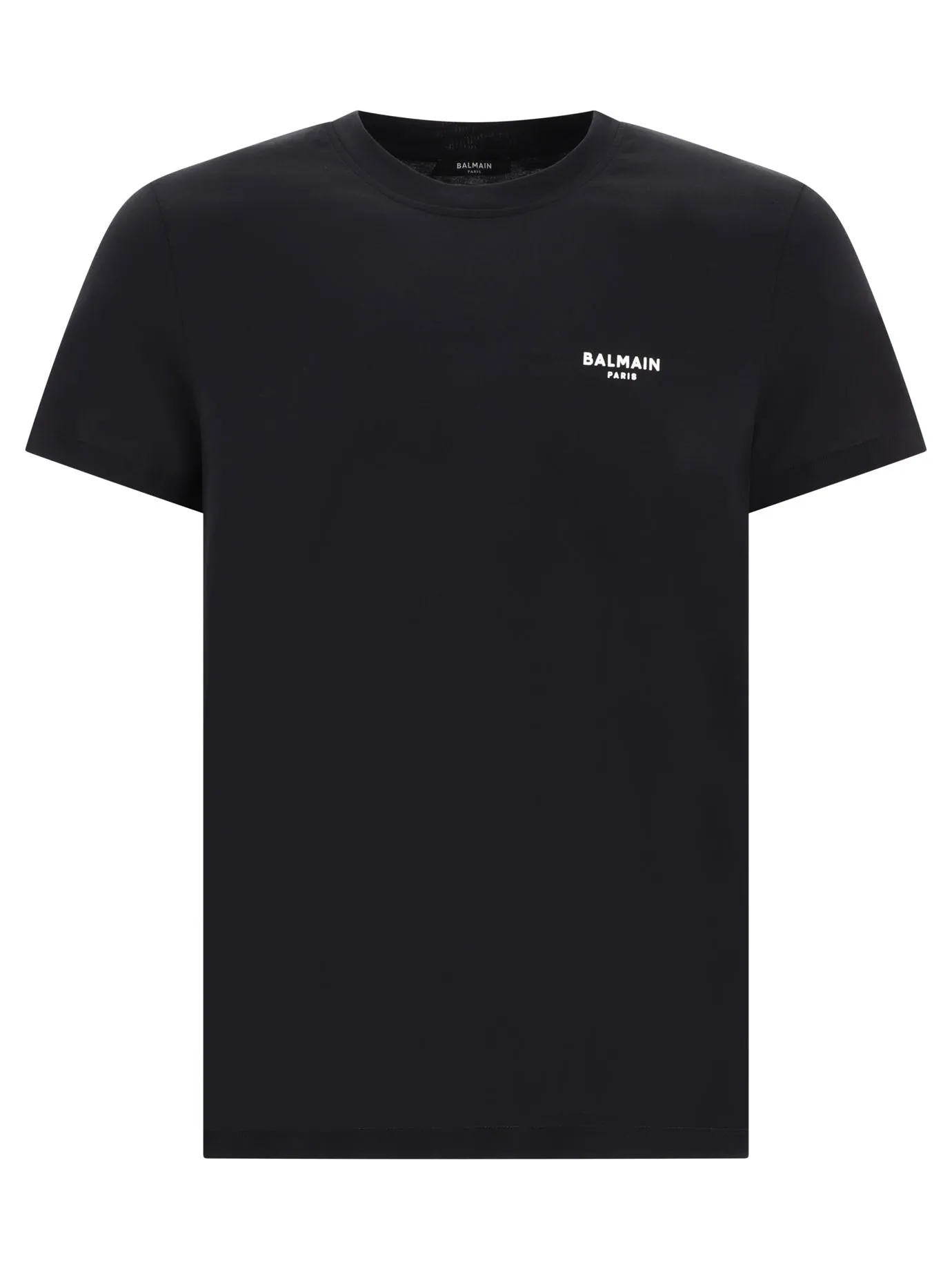 T-Shirt With Flocked Balmain Paris Logo T-Shirts Nero