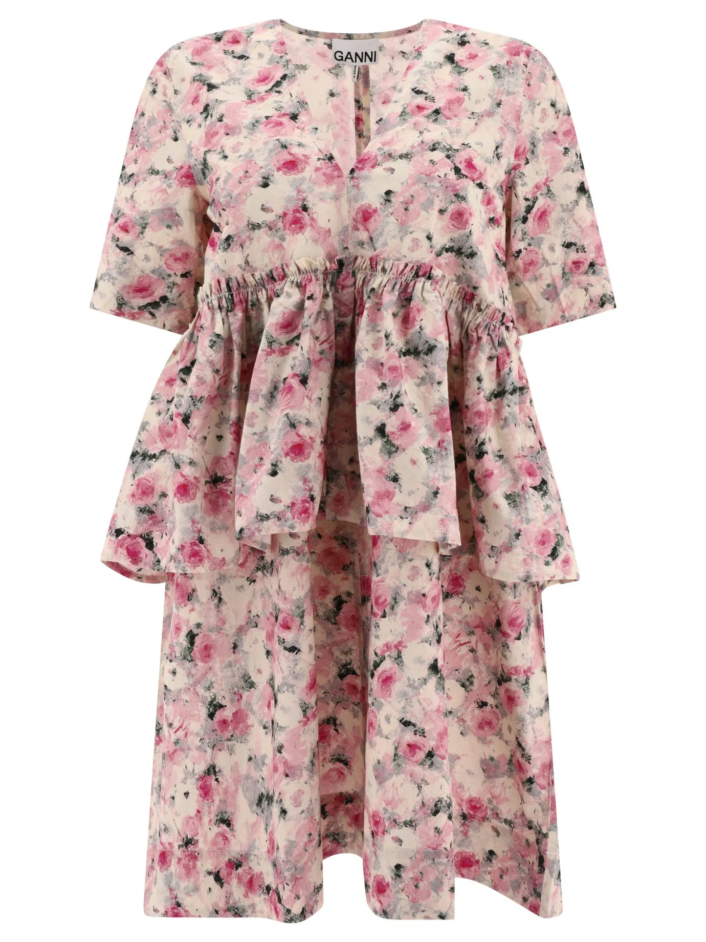 Flounced Printed Dress Abiti Rosa