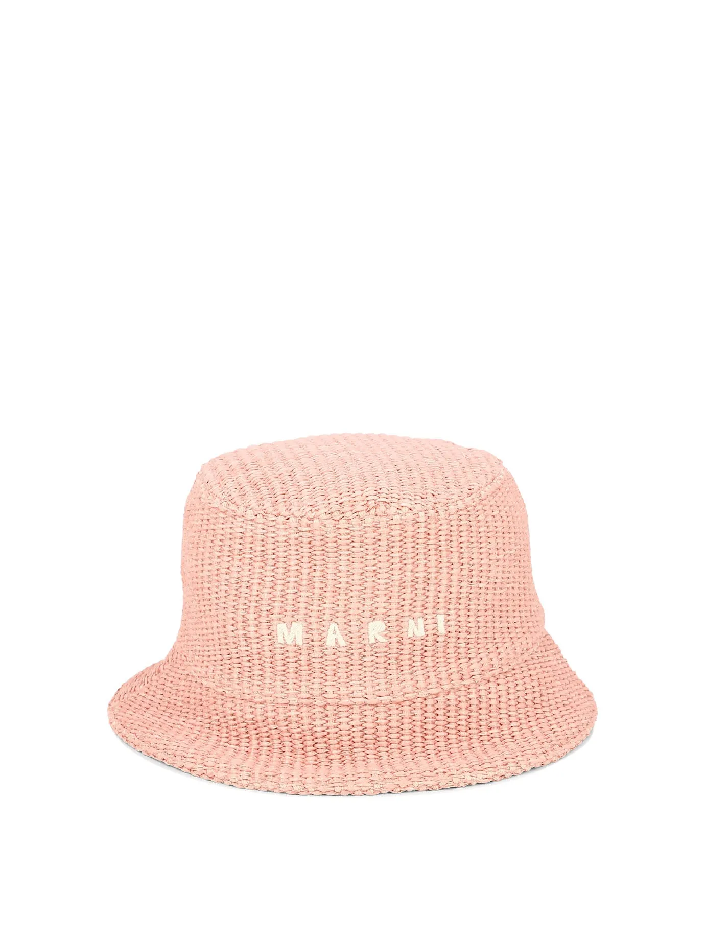 Raffia Bucket Hat With Logo Embroidery Cappelli Rosa