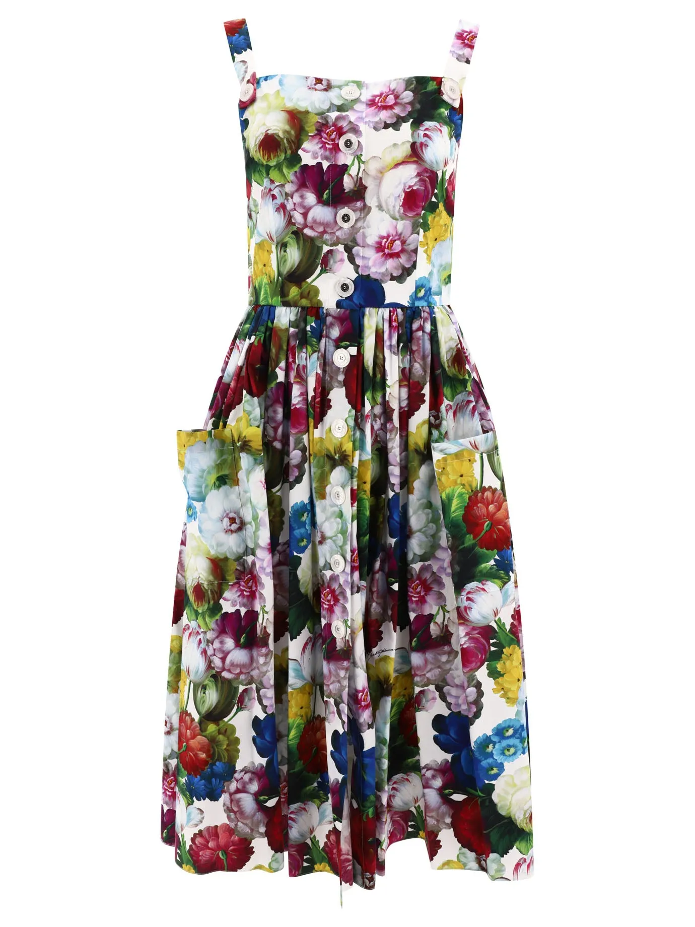 Dress With Nocturnal Flower Print Abiti Bianco