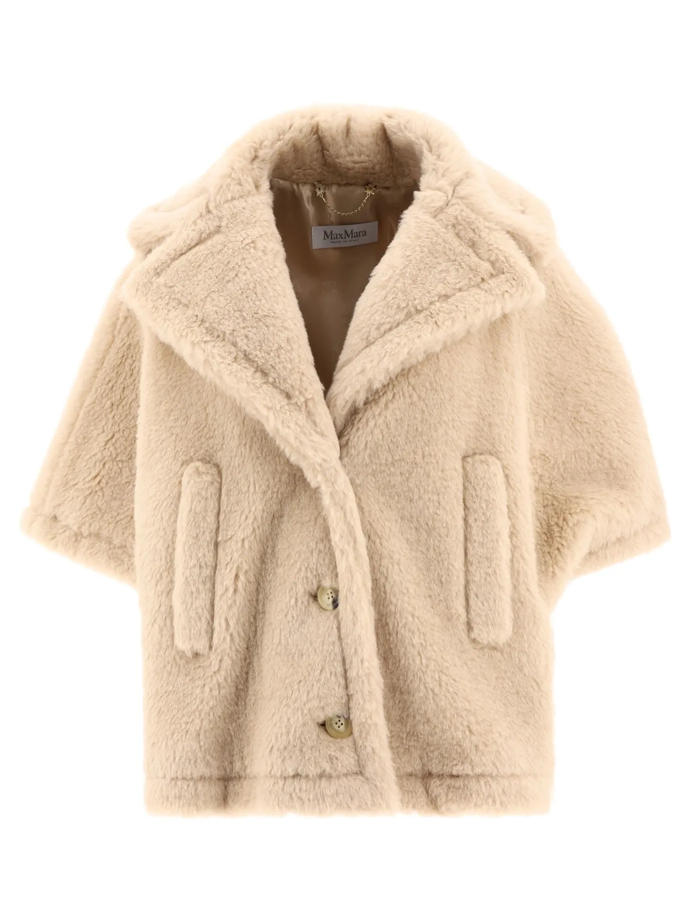Teddy Fabric Short Cloak Coats Beige