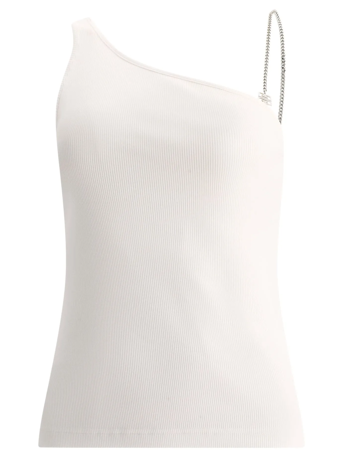 Asymmetric Top With Chain Detail Top Bianco