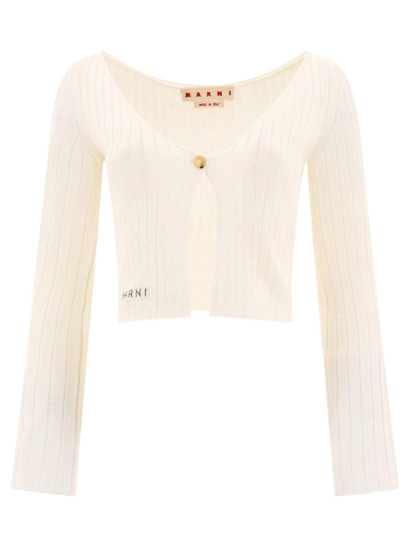Ribbed Cardigan Knitwear Bianco