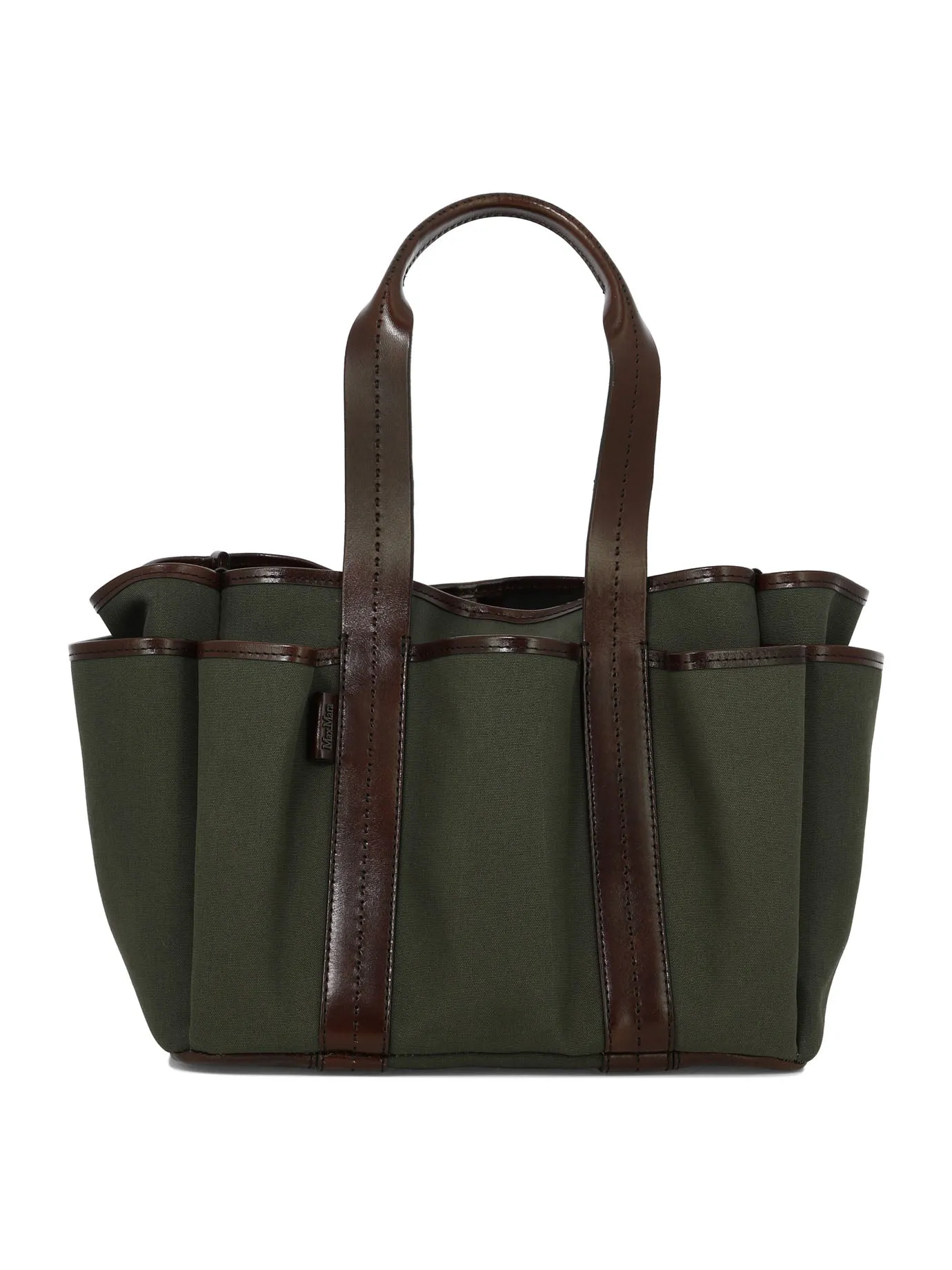 Canvas And Leather Giardiniera Tote Bag Borse A Spalla Verde