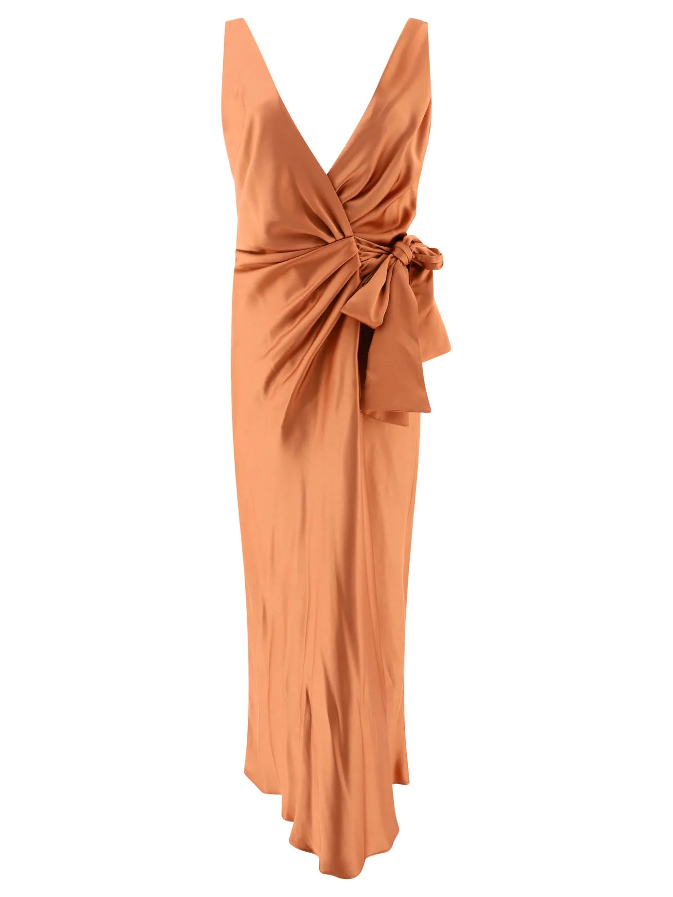 Elegant Hammered Satin Dress Abiti Bronze