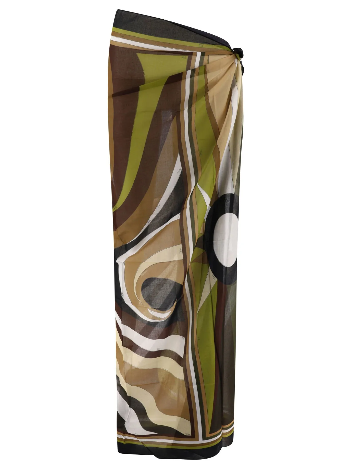 Cigni-Print Cotton Sarong Costumes Marrone