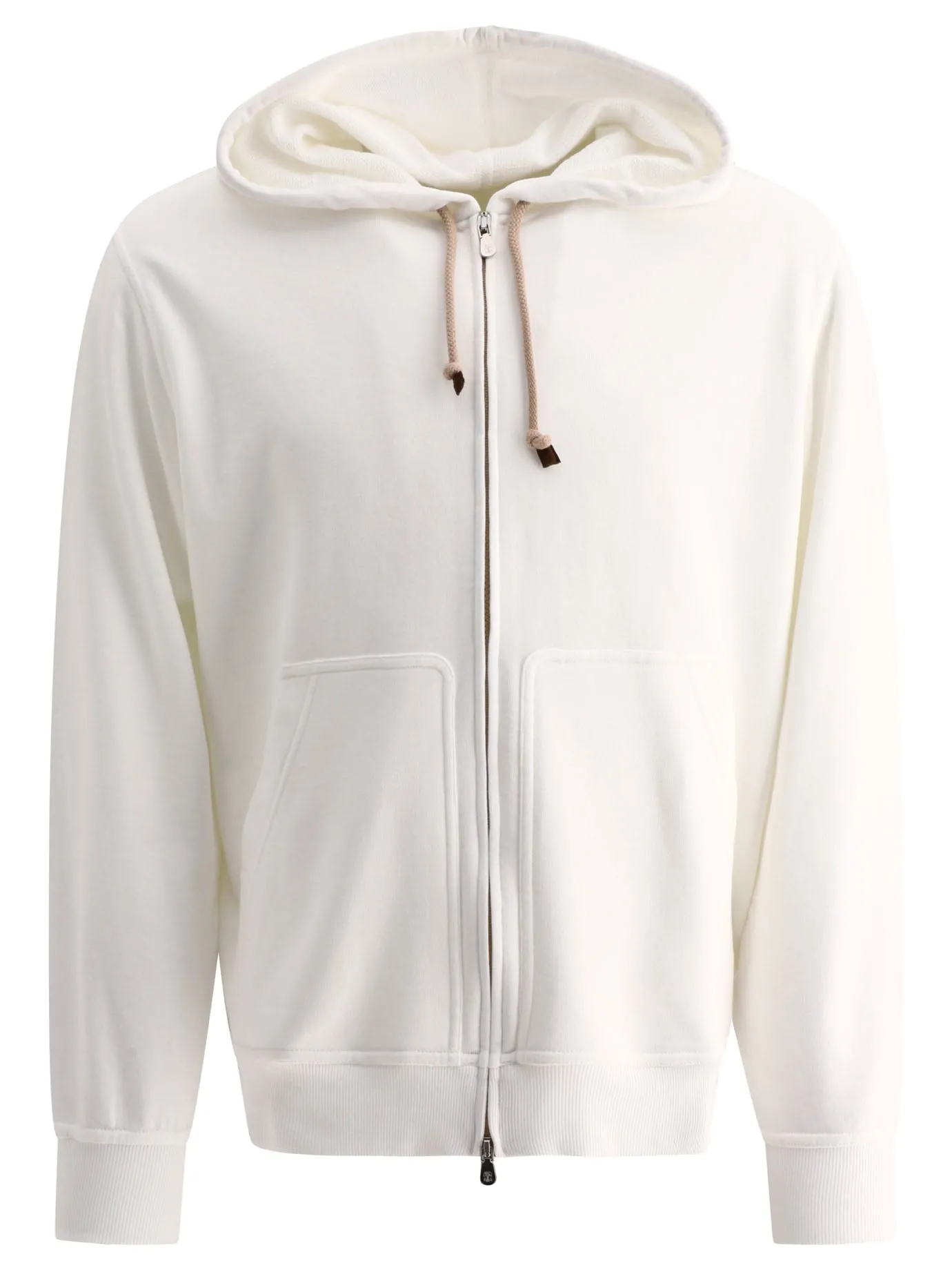 Hooded Sweatshirt With Zipper Sweatshirts Bianco
