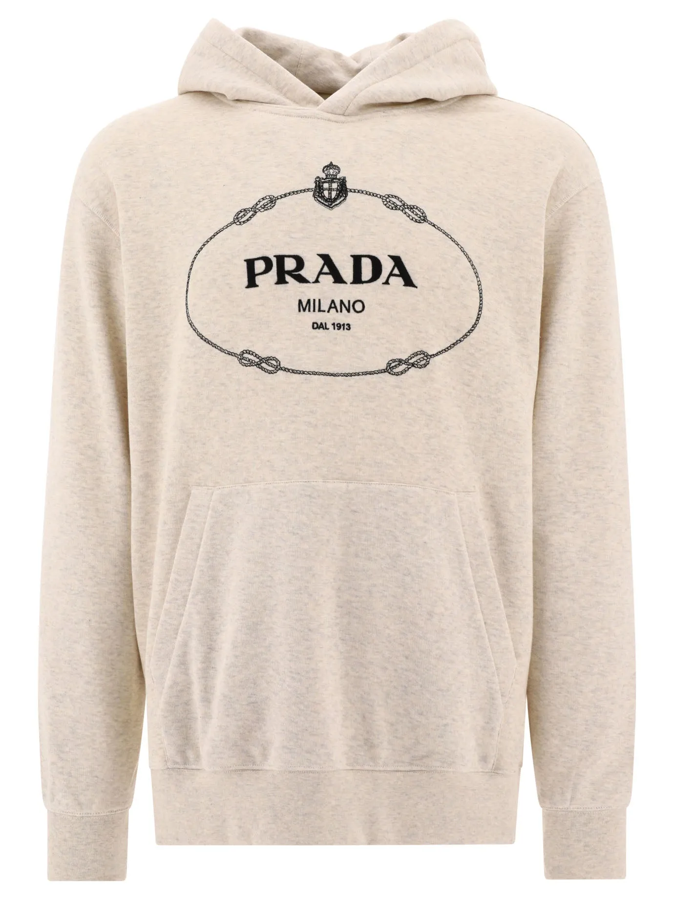 Hoodie With Embroidered Logo Sweatshirts Beige