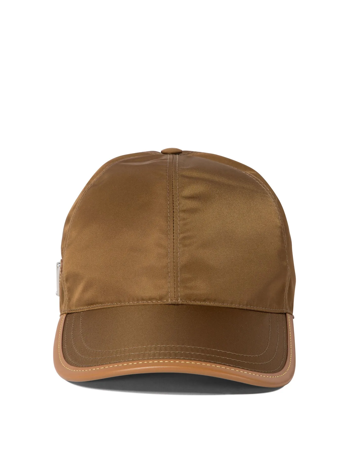 Baseball Cap In Re-Nylon And Leather Cappelli Beige
