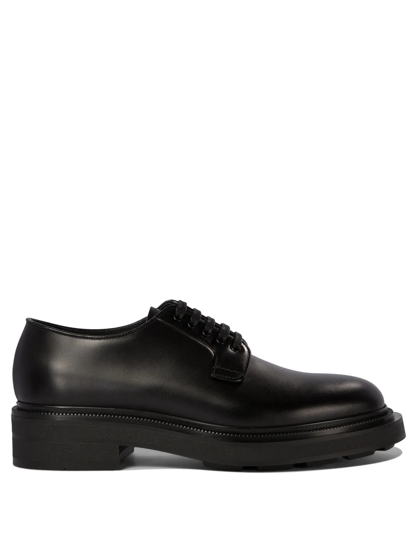 Brushed Leather Derby Shoes Lace-Up Shoes Nero