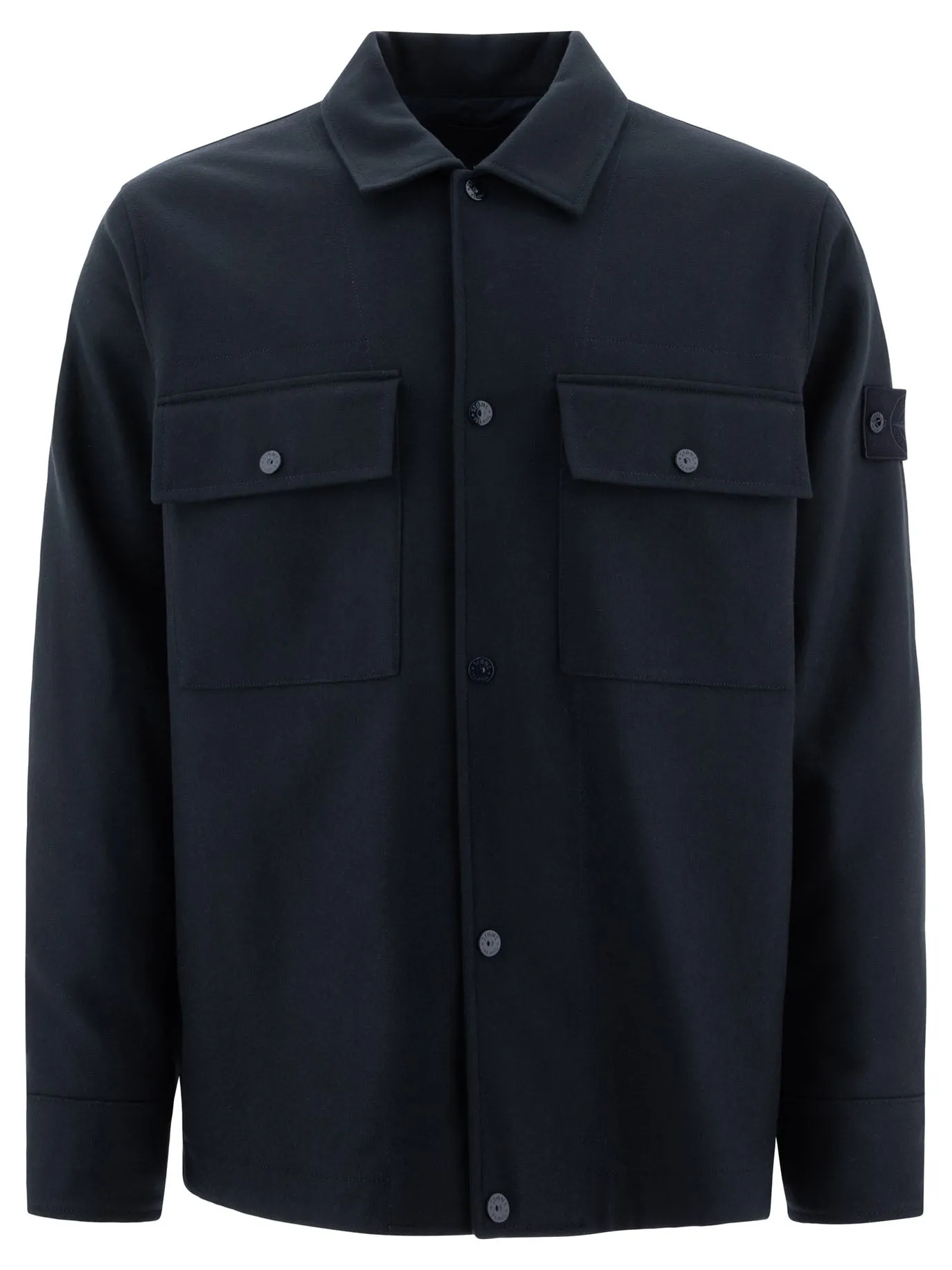 “Ghost” Wool Overshirt Giacche Blu