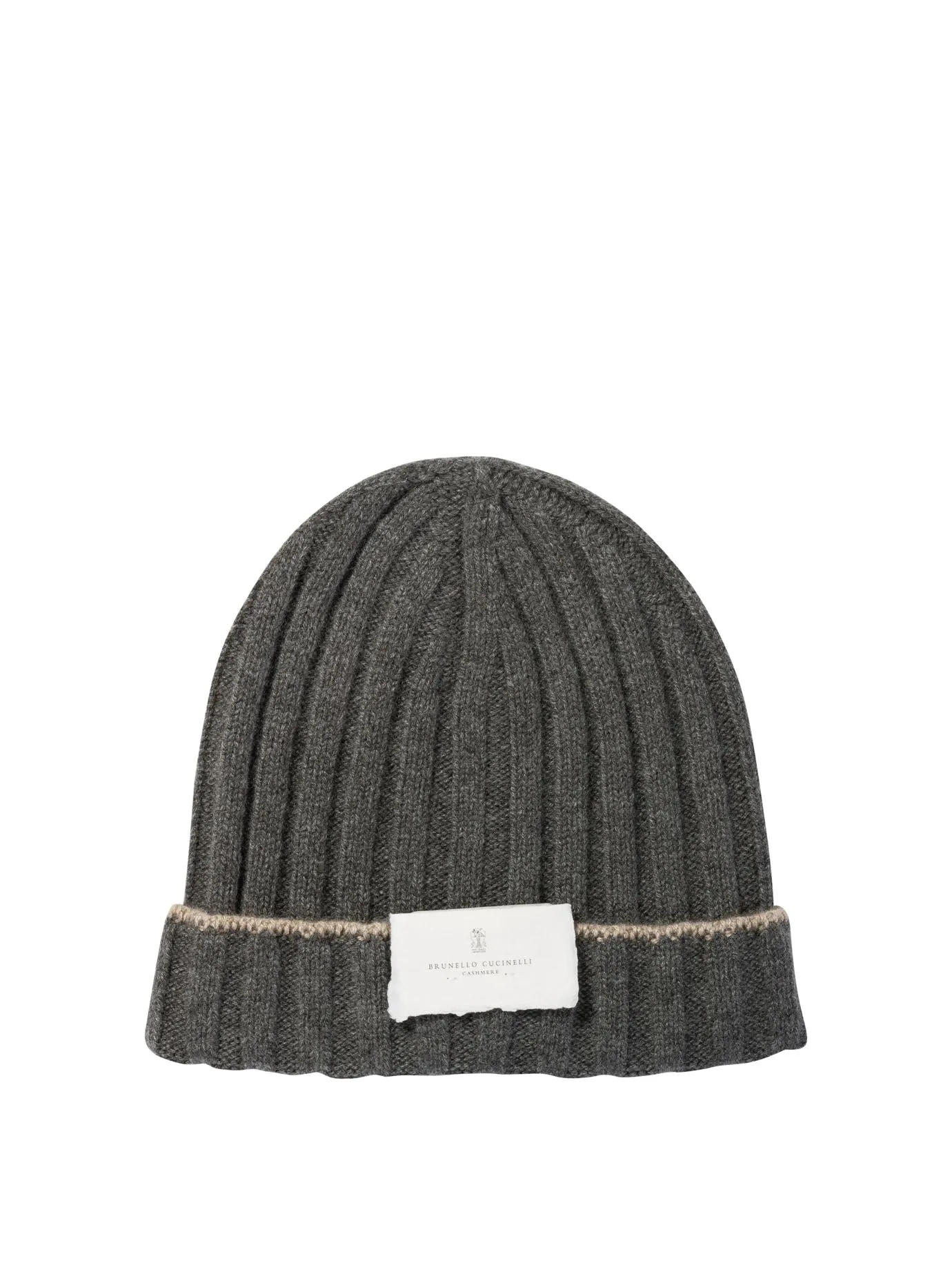 Ribbed Cashmere Knit Beanie Cappelli Grey