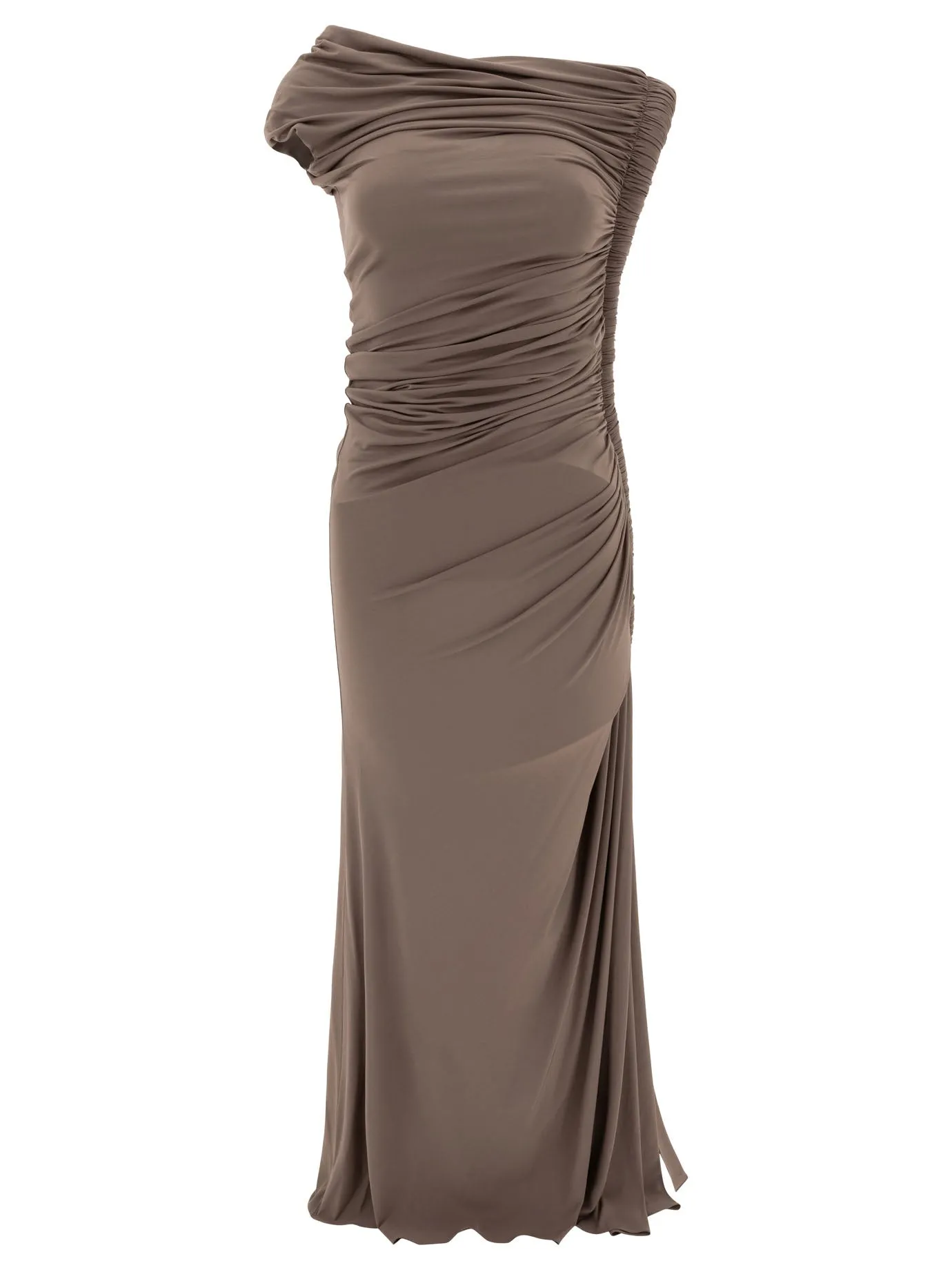 Draped Midi Dress Abiti Marrone