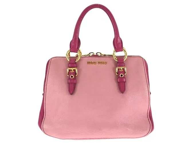 Miu Miu MIU Madras Rosa Hardware Oro Borsa in Pelle Borsa Tote