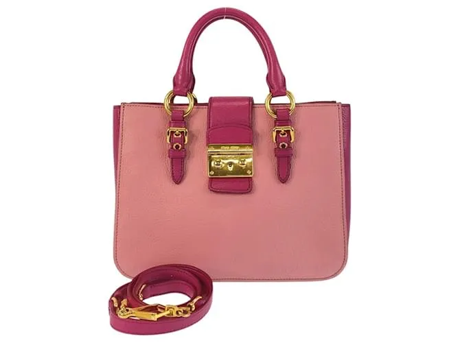 Borsa in pelle rosa Madras Miu Miu