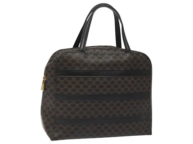 Céline Borsa a mano in tela Macadam CELINE in pelle PVC nera Auth 110331 Nero