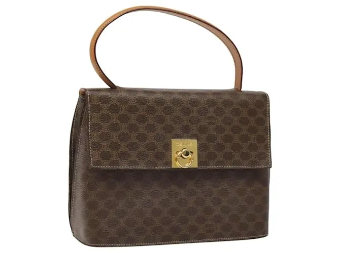 Céline Borsa a mano in tela Macadam CELINE in pelle PVC marrone Auth 110247