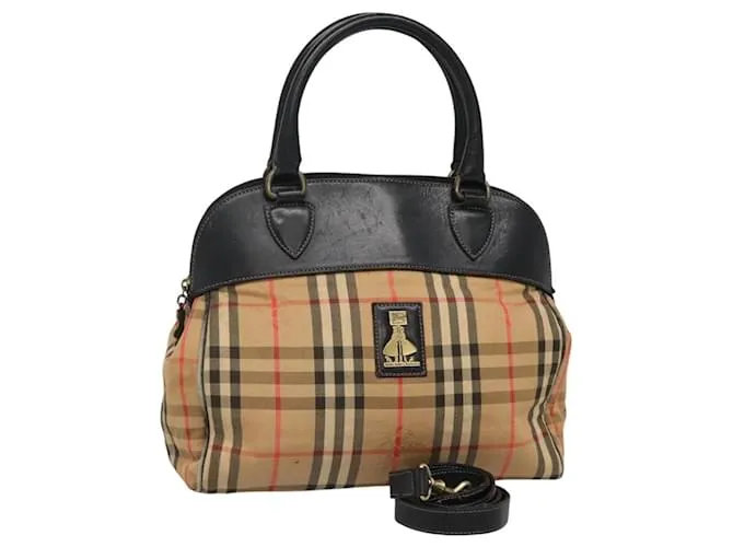 Autre Marque Borsa a mano in tela Burberrys Nova Check 2 vie beige Auth 115391