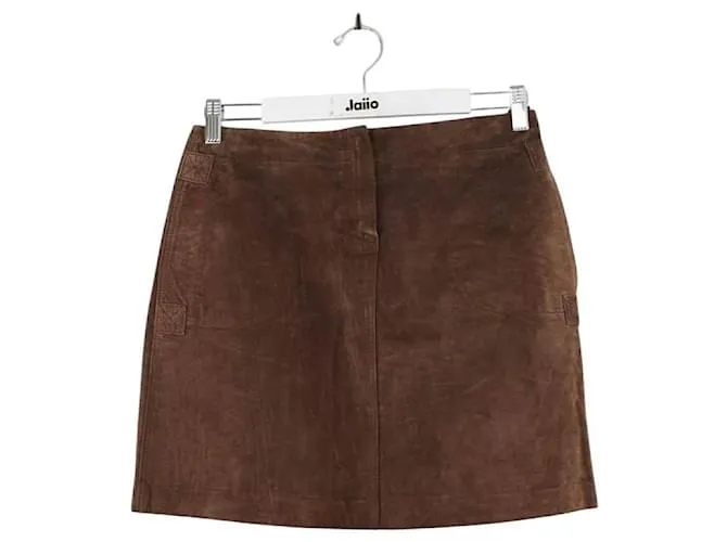 Balmain Mini gonna in pelle Marrone