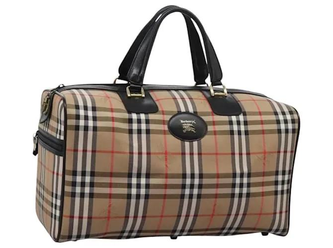 Autre Marque Borsa Boston in pelle e tela Nova Check di Burberrys beige nera oro Auth am7839 Nero D'oro