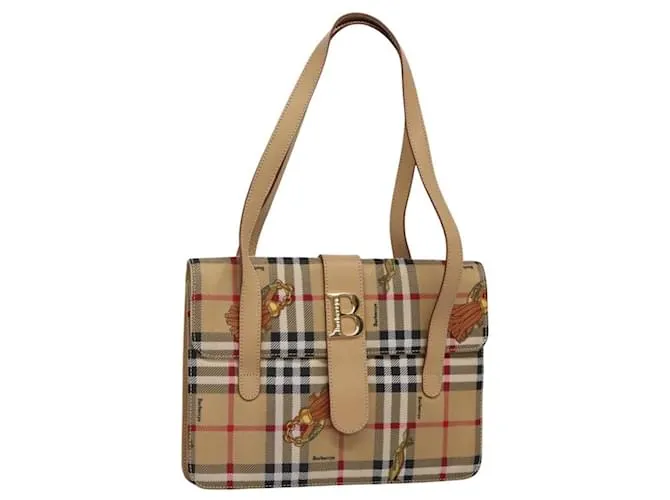 Autre Marque Borsa a spalla Burberrys Nova Check in nylon beige oro Auth 114924 D'oro
