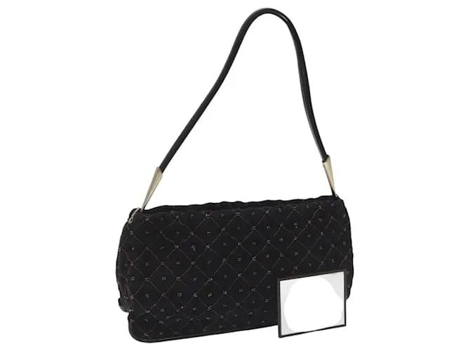 Autre Marque Borsa a spalla in cotone nero Auth 115101 di BOTTEGA VENETA