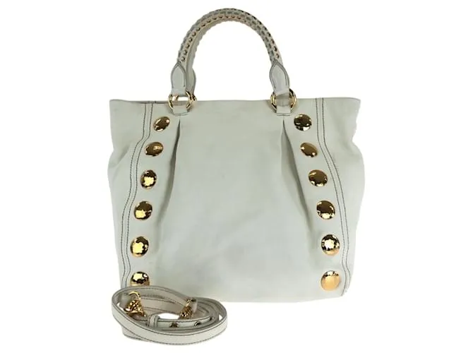 Borsa tote in pelle bianca Miu Miu Bianco