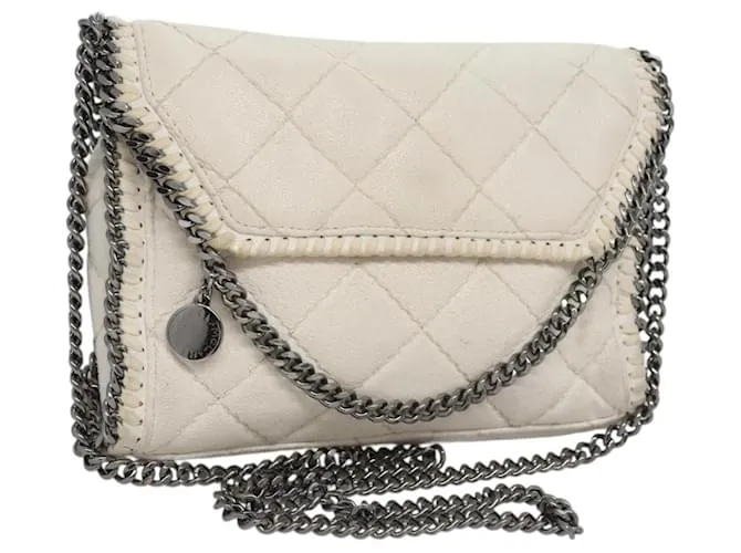 Autre Marque Borsa a spalla Stella MacCartney in suede bianco Auth BA375