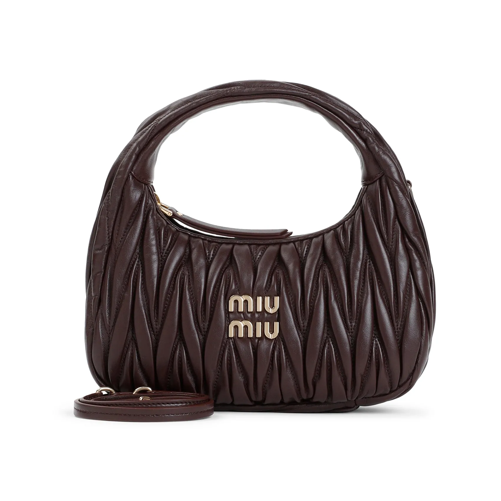 Radica Leather Miu Wander Matelassé Hobo Bag