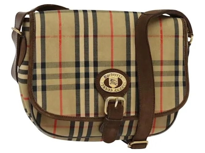 Autre Marque Borsa a spalla Burberrys Nova Check in tela beige e marrone Auth MY105
