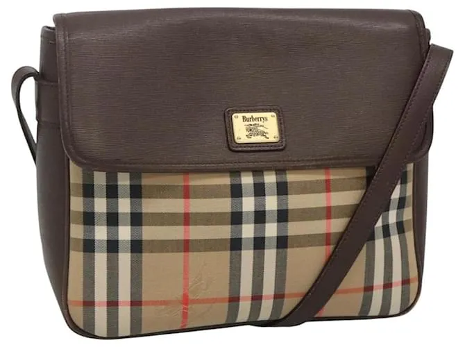 Autre Marque Borsa a Spalla Burberrys Nova Check in Tela Beige Oro Auth ep8091 D'oro