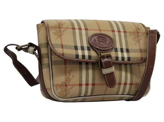 Autre Marque Borsa a spalla Burberrys Nova Check in pelle PVC beige Auth KD166