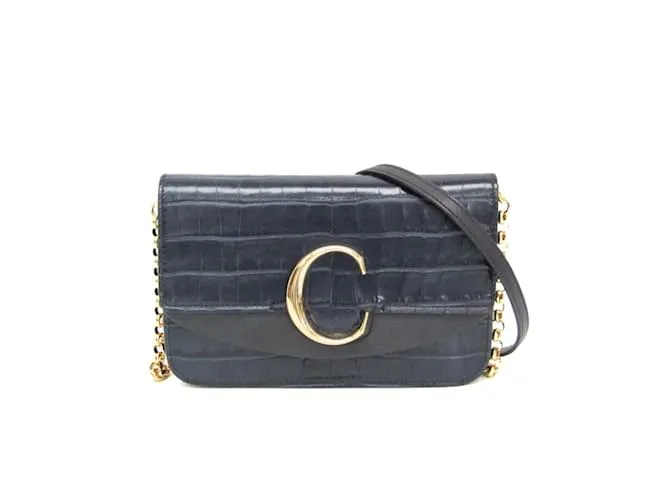 Borsa a spalla in pelle Chloé C per donne Blu navy