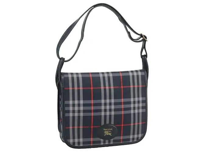 Autre Marque Borsa a Spalla Burberrys Nova Check in Tela Blu Navy Auth 101945