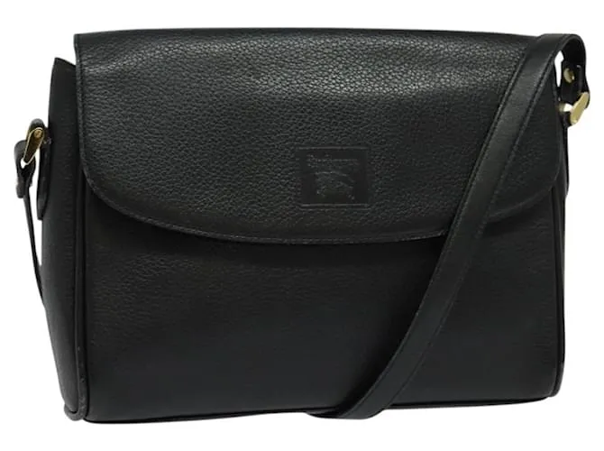 Autre Marque Borsa a spalla in pelle nera Burberrys Auth BA489 Nero
